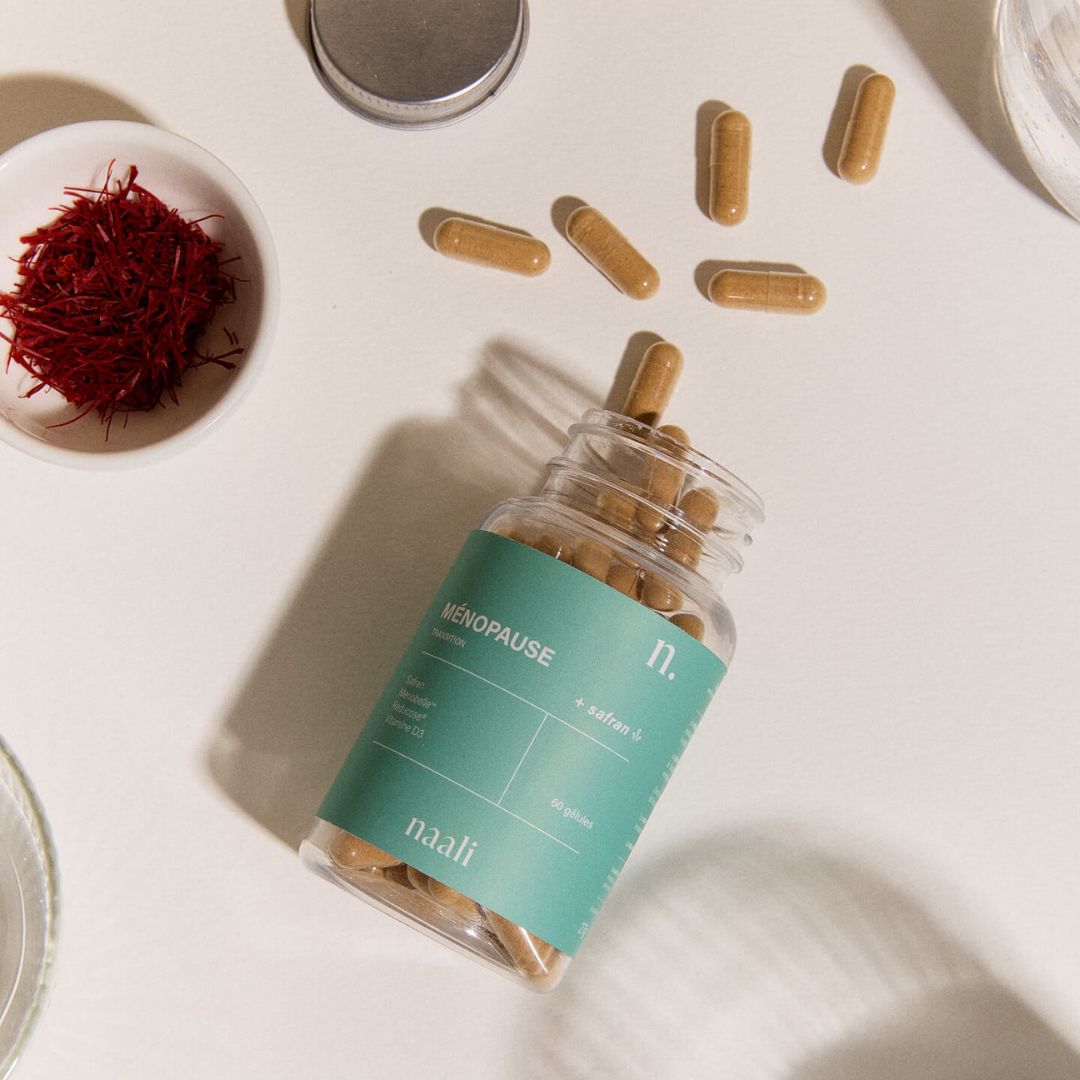 complément alimentaire naturel ménopause bouffées chaleur prise de poids safran naali